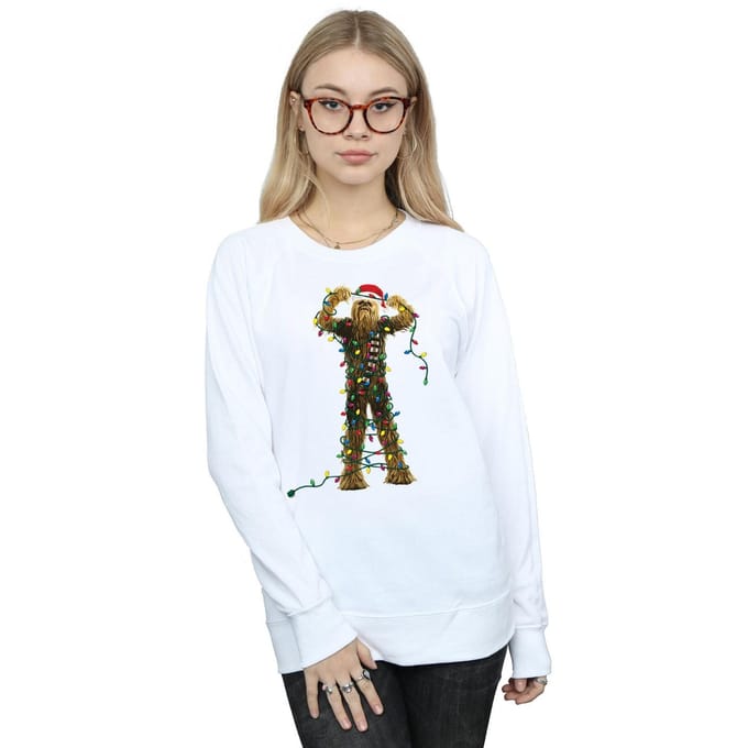 Star Wars Dames/Dames Chewbacca Kerstverlichting Sweatshirt (Wit)