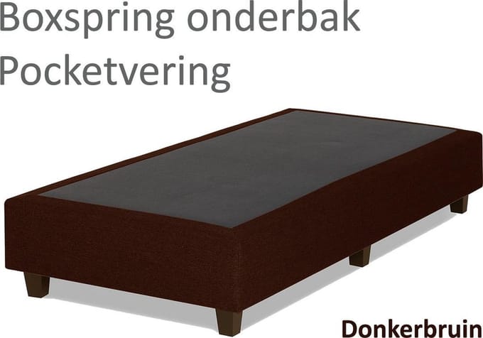 Boxspringonderbak Pocketvering, 90 x 210, Donkerbruin | Losse boxspring | Boxspring bedbodem | Boxspring onderstel | Pocketboxspring | Boxspring zonder matras