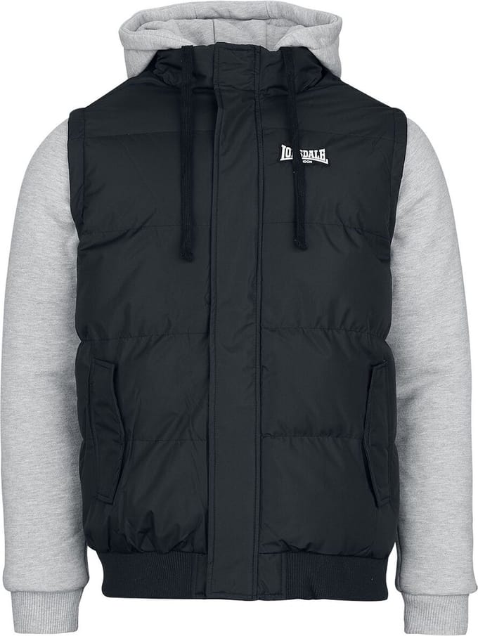 Lonsdale London Collegejas - Dowpot - S tot 3XL - voor Mannen - zwart/grijs gemêleerd
