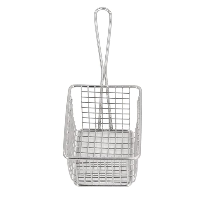 Roestvrijstalen Frituurmand met Lange Handgreep Multifunctioneel Gemakkelijk te Reinigen Frituurmand voor Rectangular, Medium white