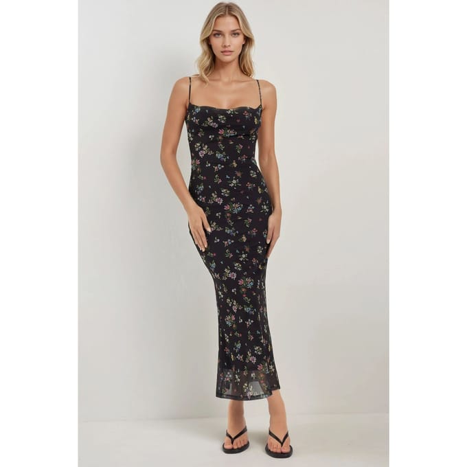 Geprinte Bodycon Maxi Jurk