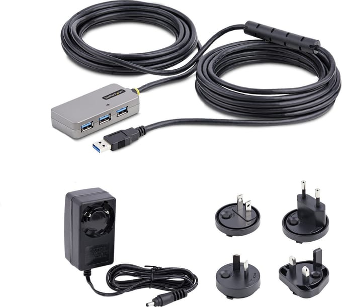StarTech.com U01043-USB-EXTENDER interface hub USB 3.2 Gen 1 (3.1 Gen 1) Type-A 5000 Mbit/s Zwart, Zilver