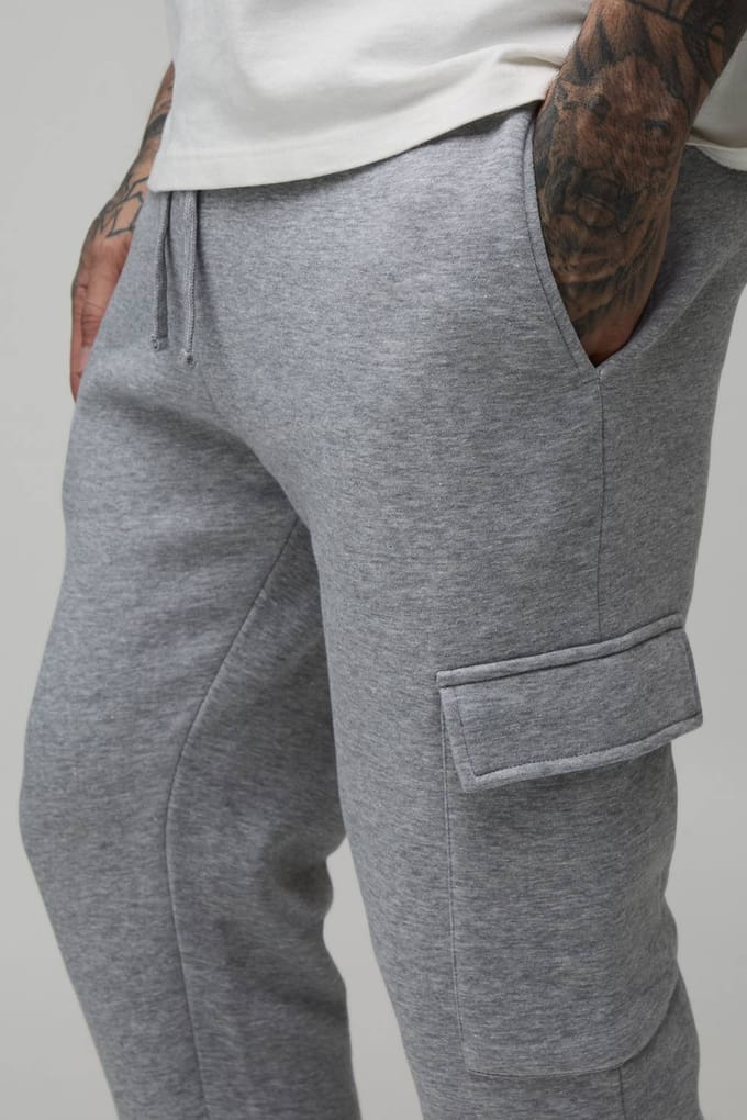 Tall Essential Skinny Fit Cargo Jogger | Grey Marl | Size Large