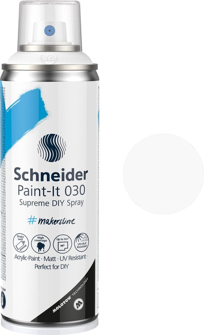 Schneider spuitbus verf - Paint-It 030 - DIY spuitverf - acrylverf - 200ml - wit - S-ML03050008