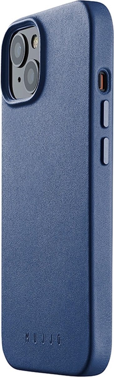 Mujjo - Full Leather Mag Case geschikt voor iPhone 14 / 13 - blauw | blauw