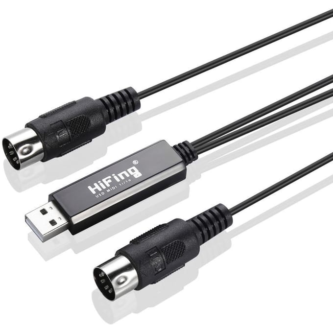USB IN-OUT MIDI-kabel Eén in één uit-interface 5-pins lijnconverter PC naar muziektoetsenbordadapterkabel white