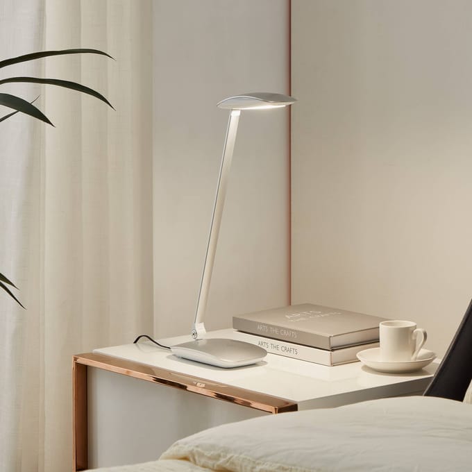 EGLO Zilveren LED bureaulamp Cajero met dimmer