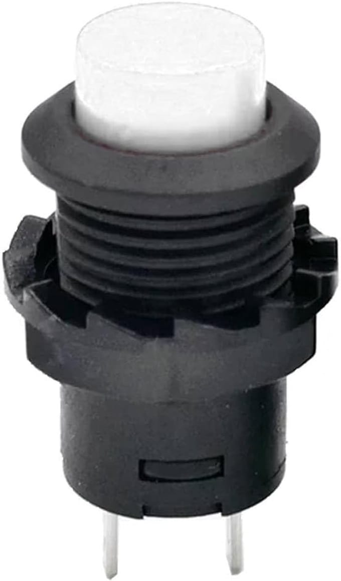 Ronde Drukknop - Moment Schakelaar - DIY Projecten - Compact 12mm - 3A 250V - Wit