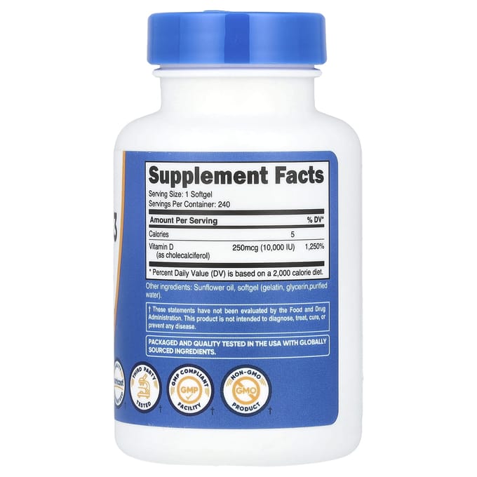 Vitamine D3, 250Mcg (10.000 IE), 240 softgels
