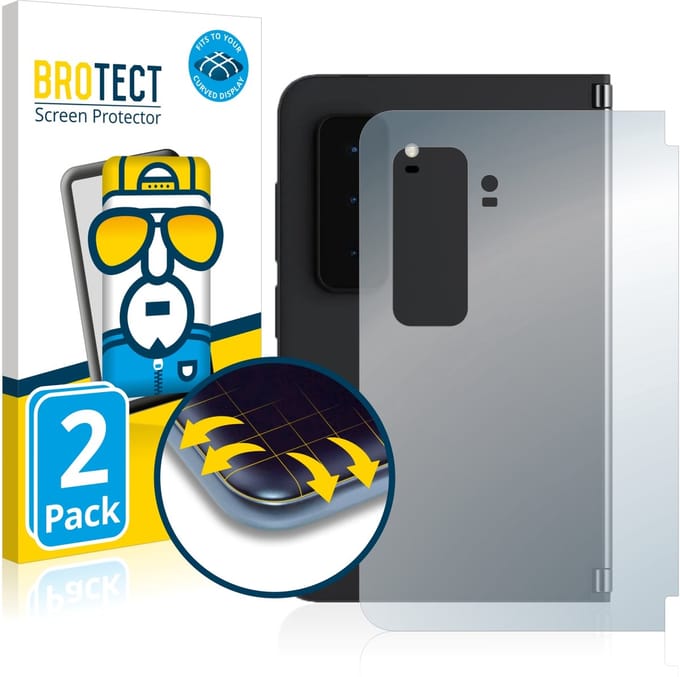 BROTECT - Screenprotector voor Microsoft Surface Duo 2 (Achterkant) - Folie Beschermfolie transparant volledig dekking - 2 Stuks