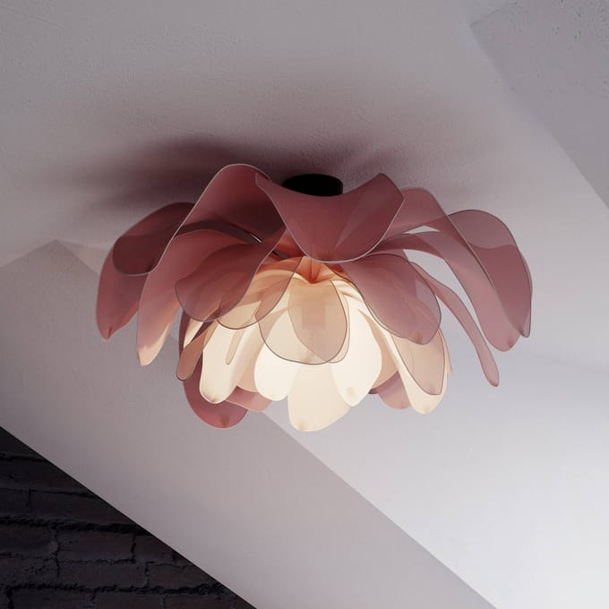 By Rydéns By Rydens plafondlamp Lou Lou, roze, Ø 80 cm, textiel