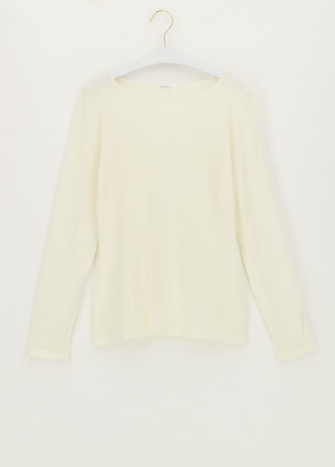 Oroblu Perfect Line Cashmere - T-Shirt Long Sleeve - Kleur Gebroken Wit - Maat Medium