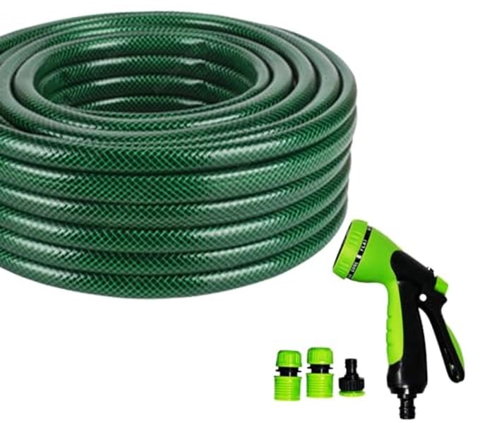 Flexibele Tuinslang 30M - Versterkte PVC Slang met Connectoren voor Buiten