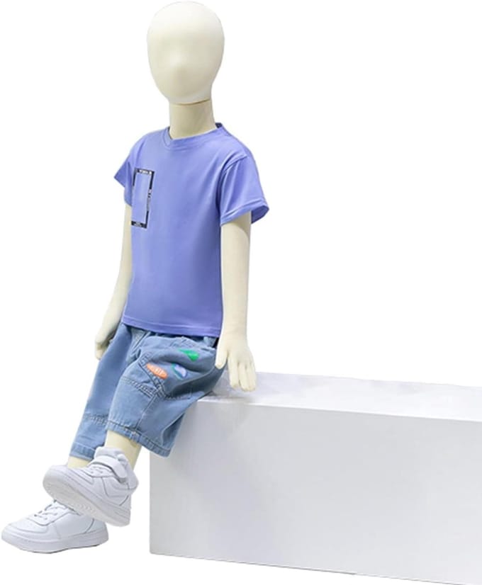 Kinder Paspop - Kledingmodel Kind - Kleding Presenteren - Flexibel Volledig Lichaam - 9 Jaar Oud - Beige