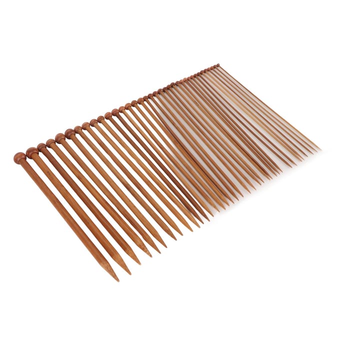 36 stuks Breinaalden Enkel Punt 2mm tot 10mm Bamboe Rechte Naalden voor Truien Sokken Handschoenen beige