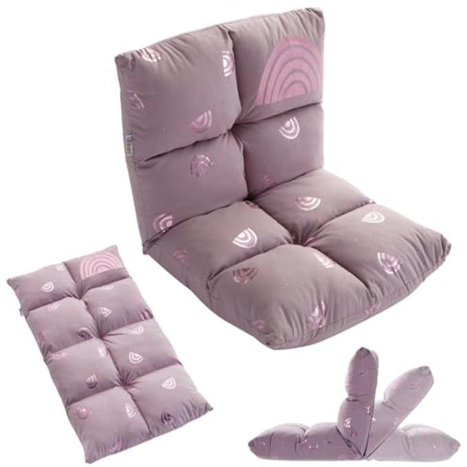 2-in-1 Kinderfauteuil en Kinderlounger met Verstelbare Rugleuning in Roze