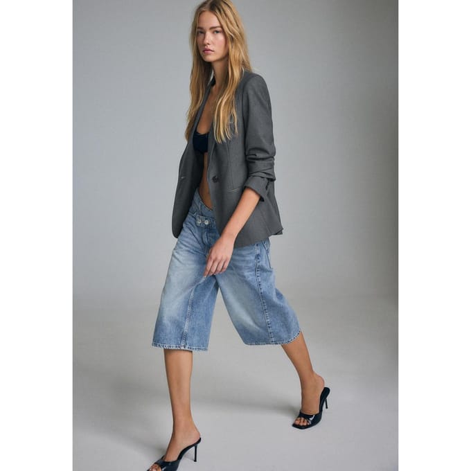 Stradivarius Blazer met knoop  Donkergrijs M