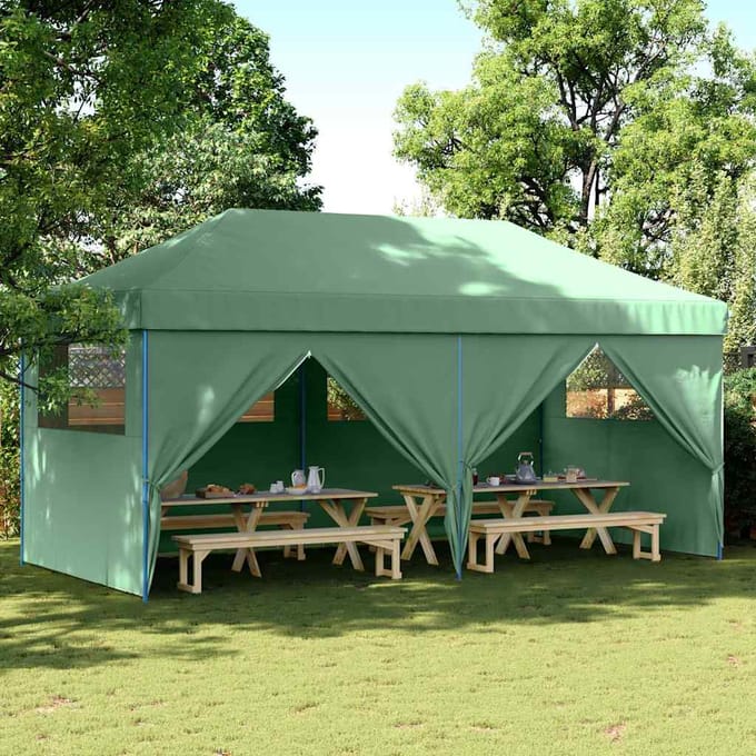 vidaXL - Partytent - inklapbaar - pop-up - met - 4 - zijwanden - groen