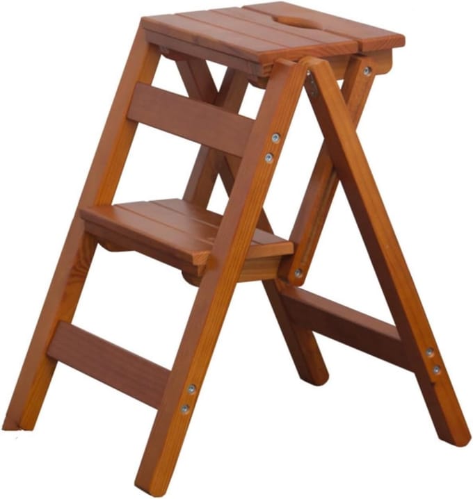 Opstapkrukje Hout - Trapladder Kruk - Hulp bij Klimmen - Inklapbaar Ontwerp - Niet gespecificeerd - Bruin