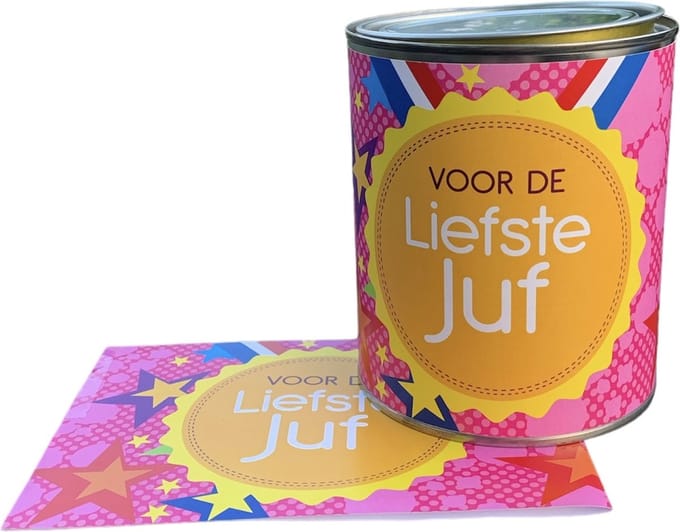 Snoepblik - Liefste Juf - Drop - Cadeauverpakking