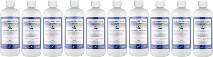 Handzeep Crème Eucalyptus 1 liter - set van 10 stuks - Voordeelverpakking