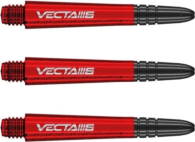 Dartstelen Polycarbonaat - Dart Accessoires - Precisie Werpen - Lichtgewicht Vecta Design - Medium 40mm - Rood Zwart