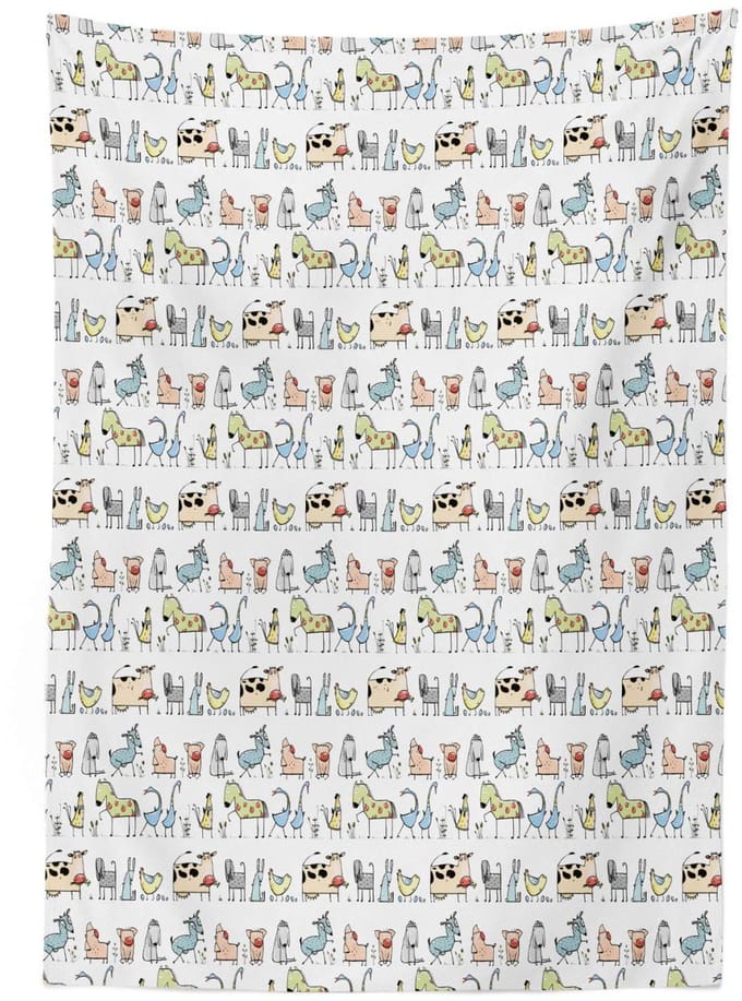 ABAKUHAUS Cartoon-Dier Tafelkleed – 140x170 cm – Satijn – Wasbaar