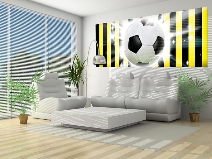 Football Yellow Black Stripes Photo Wallcovering