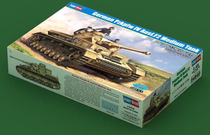 HobbyBoss Modelbouwpakket Militaire voertuigen - 84840 German Pzkpfw IV Ausf.F2 Medium Tank Plastic - 1:48 - Modelbouw