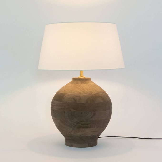 Holländer Tafellamp SORATTE, naturel/ecru, hoogte 48 cm, mangohout, E27