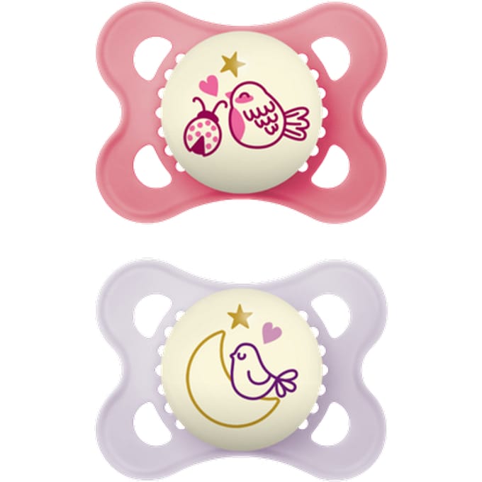 MAM Night Moon, Bird & Ladybug Design 0–6M Fopspeen – 2 stuks