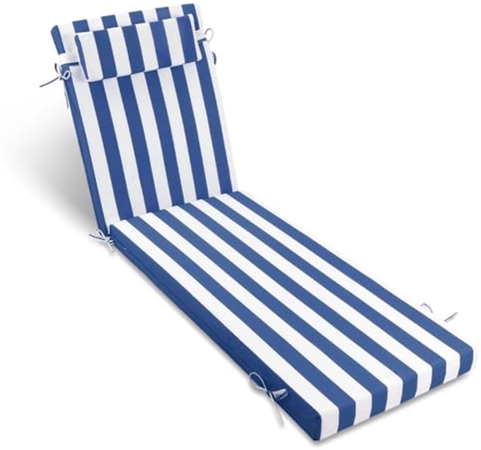 Comfortabel Zitkussen met Hoofdsteun voor Buiten - 100% Polyester Terraskussen 72 x 21 (Blauw)