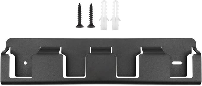 Batterijhouder Wandmontage - Opbergrek Organizer - Efficiënte Opslag - Massief Stalen Ontwerp - 4 Sleuven - Zwart