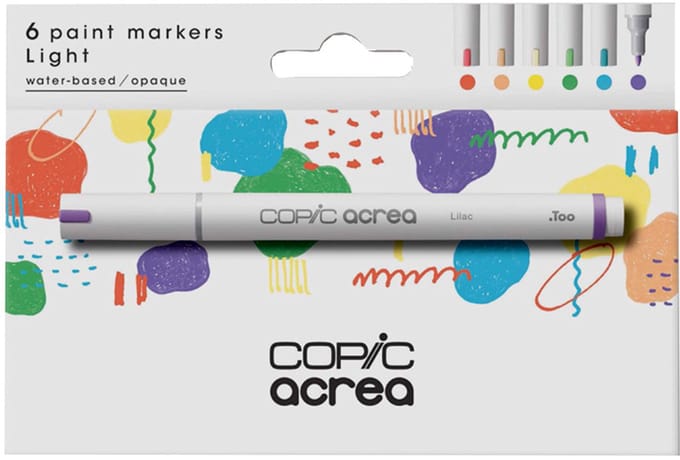 COPIC markers acrea Light set, 6 stuks, watervaste inkt, 0,8 mm rondpunt