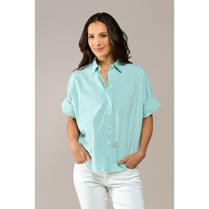 Caroline Tensen Leeds Oversized Check Blouse Wit / Groen