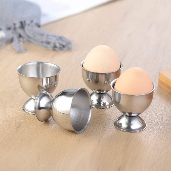 Eierdopjes Houders - Ei Cups - Ontbijt Serveren - Set van 2 - 92 cm - Zilver