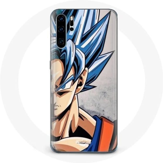 Coque pour Huawei P30 Anime Dragon Ball Goku Cheveux bleu