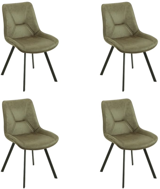 Reefs Interior Stoel Miami - Set Van 4 - Groen - Lederlook - Microfiber - Industrieel