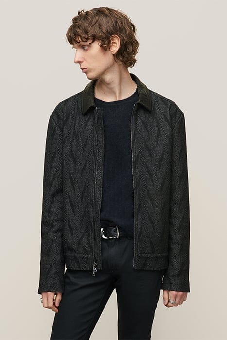 John Varvatos Bergen Regular Fit Ls Zip Front Jacket With Leathe Black Größe: S | Leichte Jacken Outlet | Herren | Schwarz