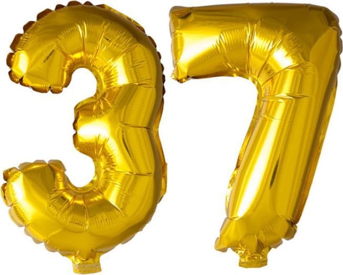 Folieballon nr. 37 Goud 41cm