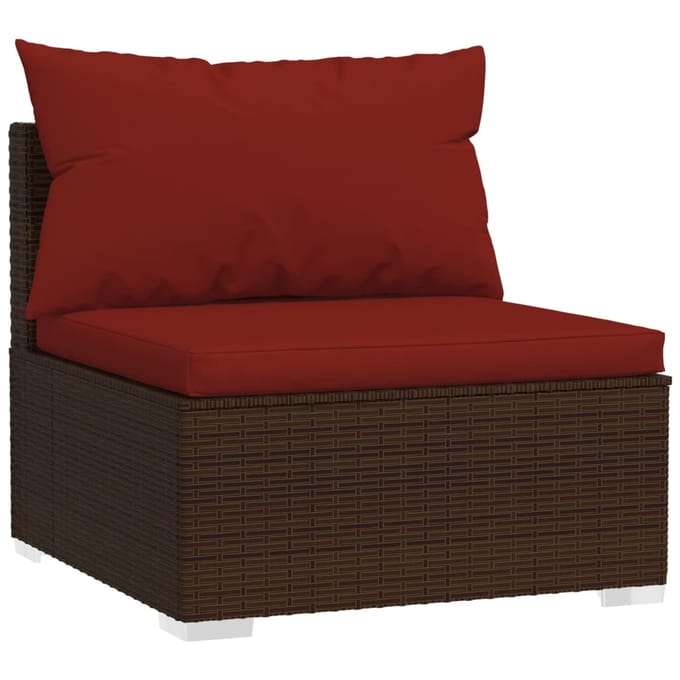 vidaXL - 9-delige - Loungeset - met - kussens - poly - rattan - bruin