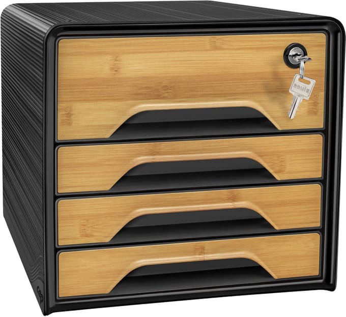 CEP schuifladenbox Smoove SECURE Silva, 4 lades, zwart/bamboe