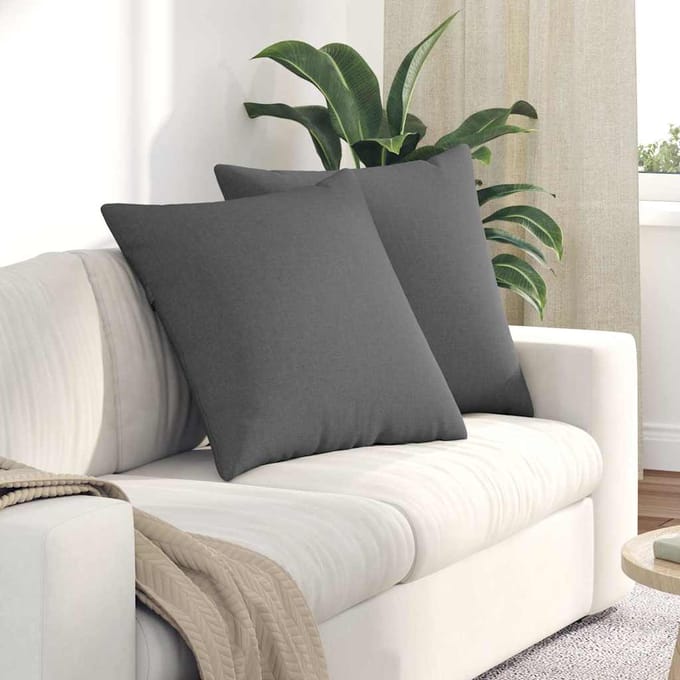 vidaXL - Zitkussens - 2 - st - Stof - Donkergrijs - 80 - x - 80 - cm