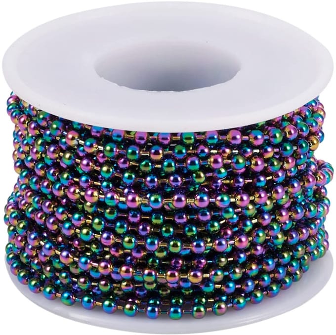 Allecto - PandaHall 10m Rvs Ball Chain 3mm Multicolor Beads voor Diy