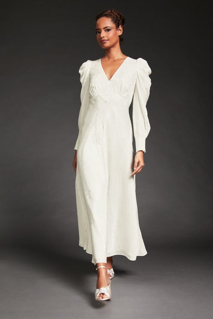 LK Bennett Dr Rose - V Neck Bridal Ivory Größe: 16 | Maxikleider Outlet | Damen | Rosa