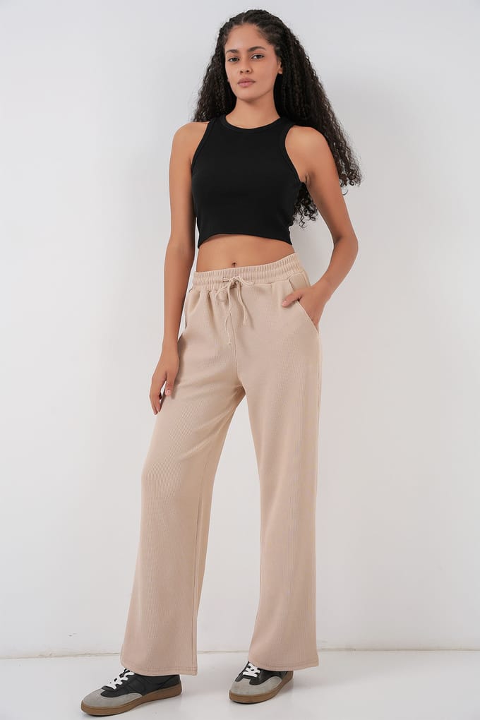 Geribbelde Rechte Broek
