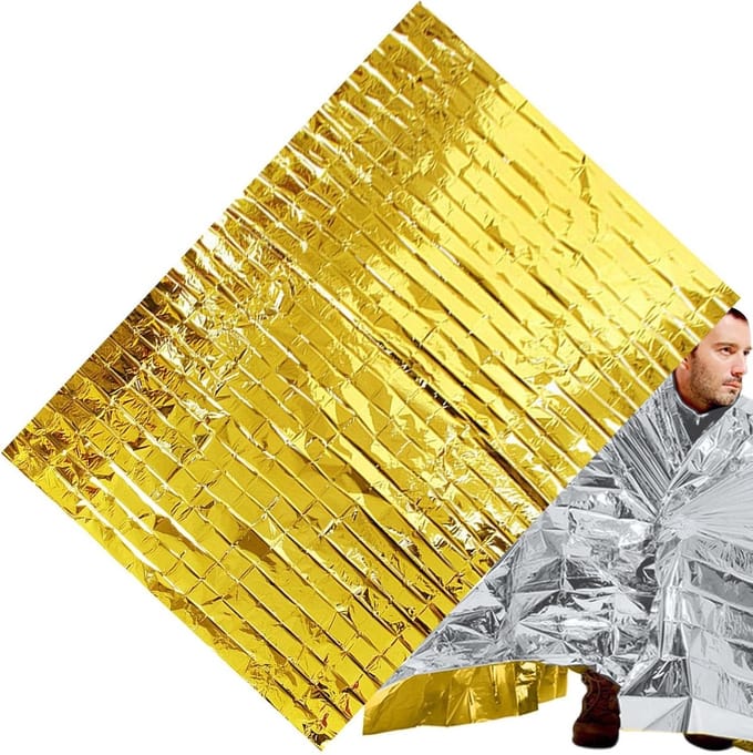 Nooddeken - Survivaldeken thermisch - Buitenactiviteiten - Warmte isolerend - Compact opvouwbaar - Goud zilver