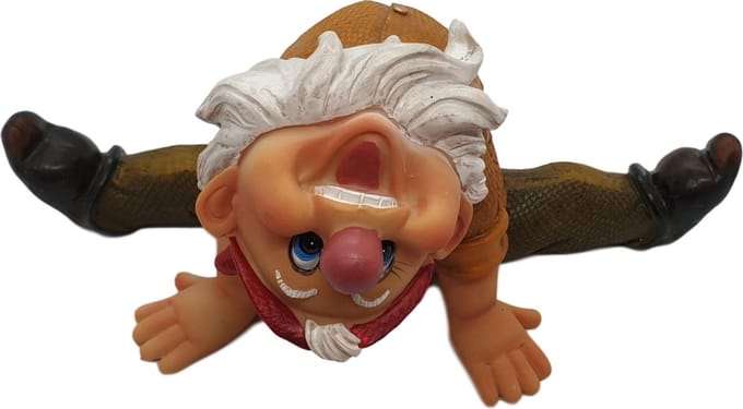 Kabouter beeld hangend naar achteren – tuinkabouter 12 cm hoog | GerichteKeuze