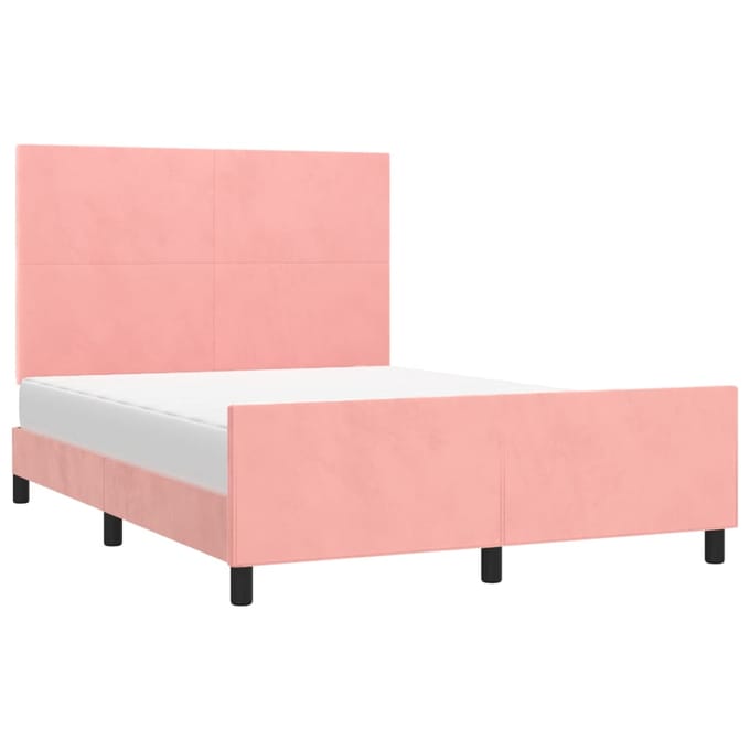 vidaXL - Bedframe - met - hoofdeinde - fluweel - roze - 140x190 - cm