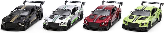 Kinsmart Bentley Continental Gt3 Pull-back motor verkrijgbaar in 4 kleuren verkoop per stuk 1:38